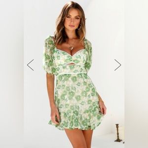 Green Floral Mini Dress